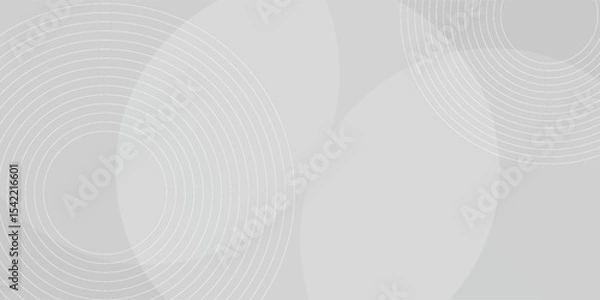 Fototapeta White geometric abstract background overlap layer on bright space with lines effect decoration. Modern graphic design element circles style concept for banner.