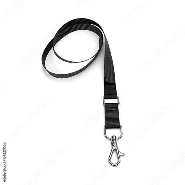 Fototapeta Adjustable black phone lanyard with metal clip and soft cord loop