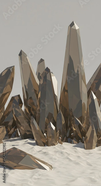 Fototapeta Smoky Quartz Crystal Cluster: Abstract 3D Render