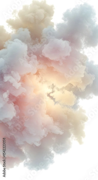 Fototapeta Soft Pastel Smoke Cloud Explosion, Dreamy Vapor Texture Overlay