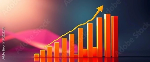 Obraz Abstract bar chart rising upward, showcasing successful financial growth,   wealth,   market performance