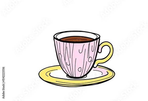 Obraz A whimsical vector doodle of a coffee or teacup and saucer,  element,  tea