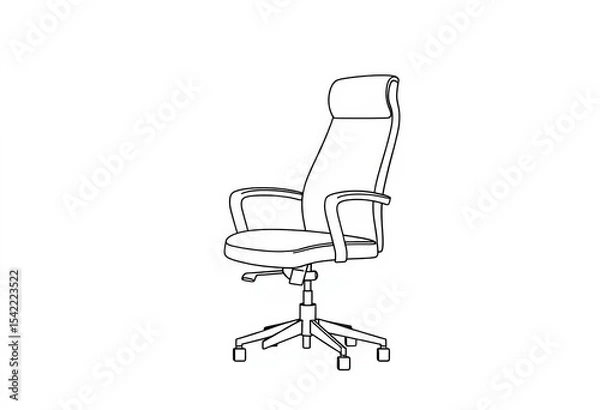 Obraz Clean outline drawing of an office chair, isolated on white,  drawing,  graphic
