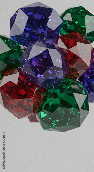 Fototapeta Vibrant Collection of Gemstones: Rubies, Emeralds, and Sapphires