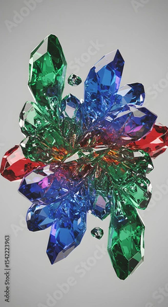 Fototapeta Vibrant Gemstone Cluster: 3D Render of Colorful Crystals