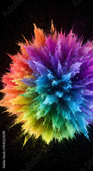 Fototapeta Vibrant Rainbow Color Explosion on Black Background