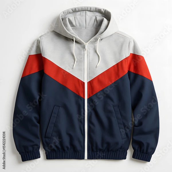 Fototapeta Colorblock Windbreaker Jacket on White Background