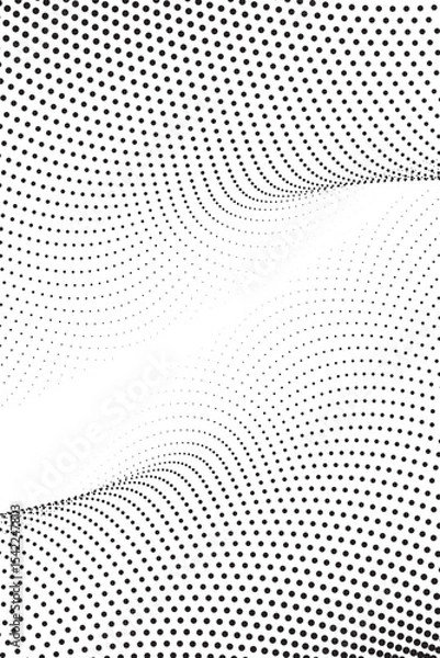 Obraz Abstract Halftone Pattern, Wavy Black