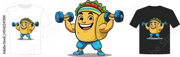 Fototapeta A taco exercising with dumbbells