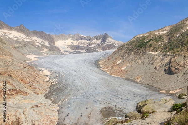Obraz The Rhone Glacier, the source of the Rhone River at Furka Pass in the Swiss Alps in canton of Valais, Switzerland