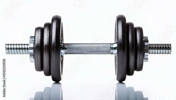 Fototapeta Adjustable weight dumbbell on white background