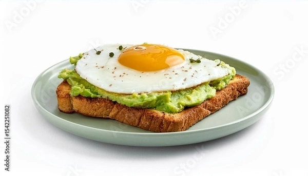 Fototapeta Avocado toast with fried egg