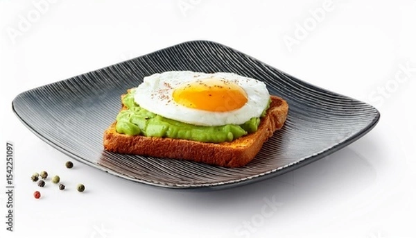 Fototapeta Avocado toast with fried egg