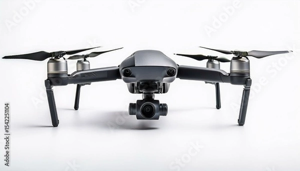 Fototapeta Black quadcopter drone with gimbal camera