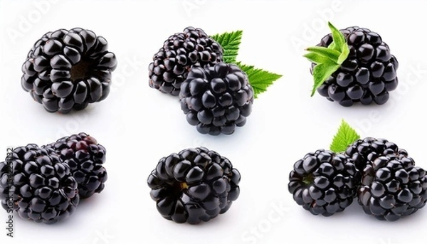 Fototapeta Blackberries with leaves multiple views