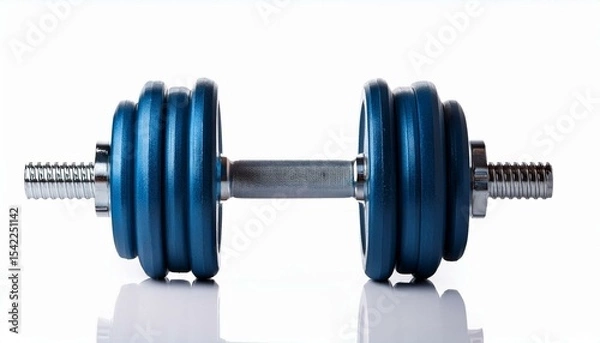 Fototapeta Blue adjustable dumbbell on white background
