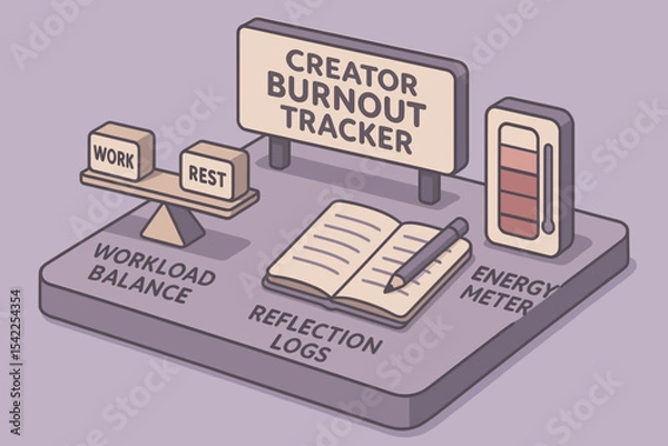 Obraz Creator burnout tracker: balancing workload through reflection and energy monitoring