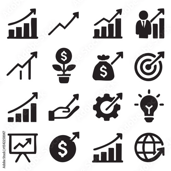 Obraz Collection of Business Growth Icons with Diverse Elements.