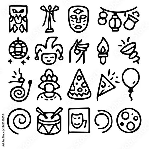 Fototapeta Christmas vector icon set a holiday design collection with tree, gift, and baby illustrations