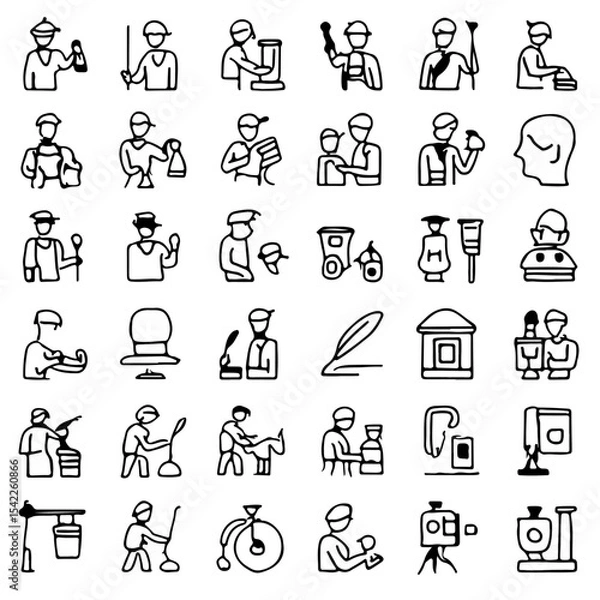 Fototapeta Business and finance icons set featuring vector symbols for web, money, and management design