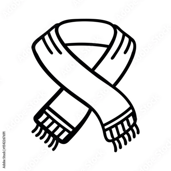 Fototapeta A simple illustration of a scarf with a crossed design. The scarf is depicted in a minimalist style, emphasizing its texture and shape.