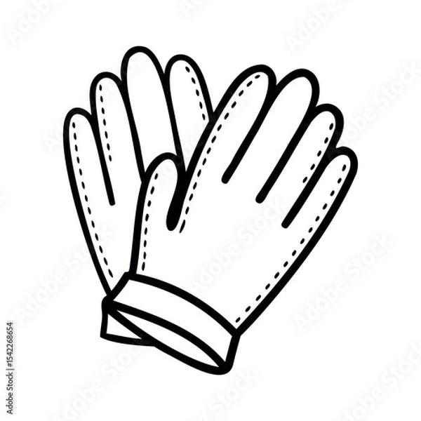 Fototapeta A pair of white gloves with a cuff, designed for protection and warmth. The gloves are neatly arranged and feature stitching details.