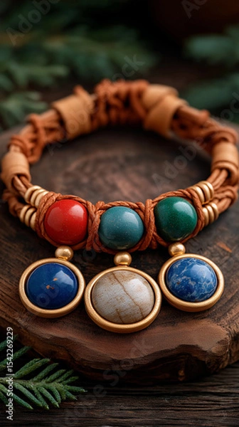Obraz Exquisite Gemstone Necklace: A close-up shot of a luxurious necklace featuring vibrant gemstones and intricate craftsmanship, designed to capture the essence of sophistication.