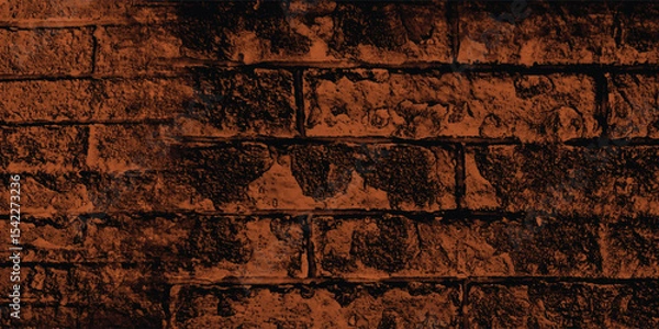 Obraz Vertical and horizontal lines of a textured reddish-brown wall, creating a strong sense of structure and orderly repetition with a dark side.
