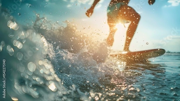 Fototapeta close up of a surfer on the ocean vawes