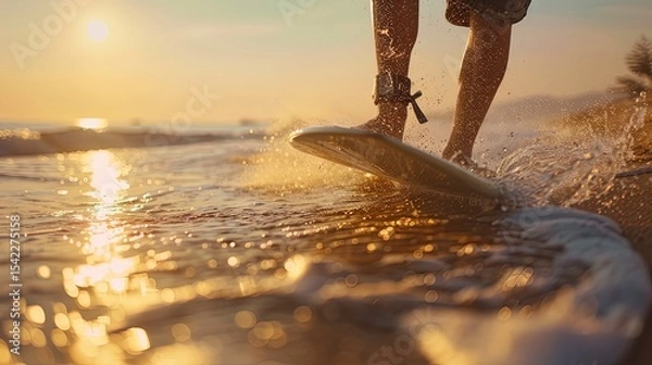 Fototapeta close up of a surfer on the ocean vawes
