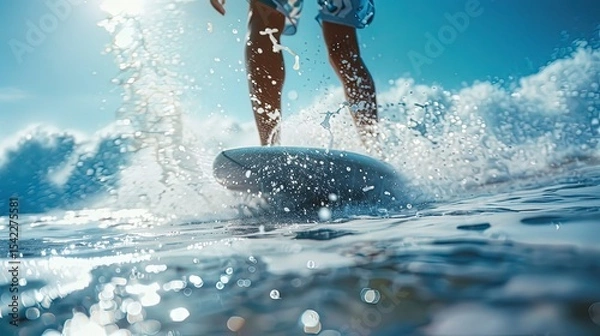 Fototapeta close up of a surfer on the ocean vawes