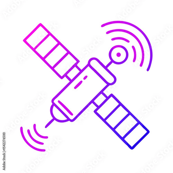 Fototapeta Satellite illustration with communication signals in bright colors  