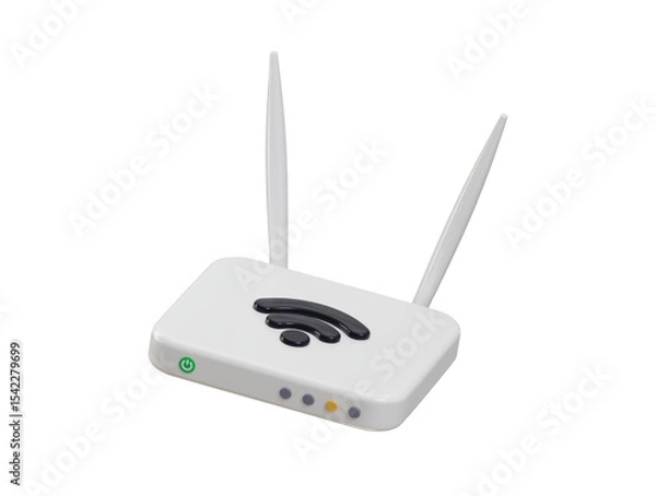 Fototapeta Internet wifi router with antennas icon 3d render concept of digital wireless network technology icon vector illustration