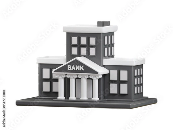 Fototapeta Bank building icon 3d render concept of financial institution 3d money exchange building icon vector illustration
