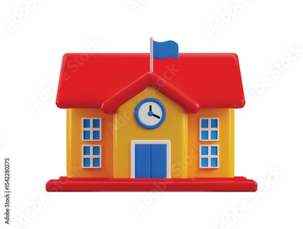 Fototapeta School college university building icon 3d render concept of education complex vector illustration