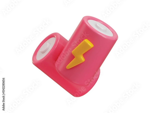Fototapeta Battery with energy power sign icon 3d render concept of energy power sign charge indicator lightning for power fuel solar cell vector illustration