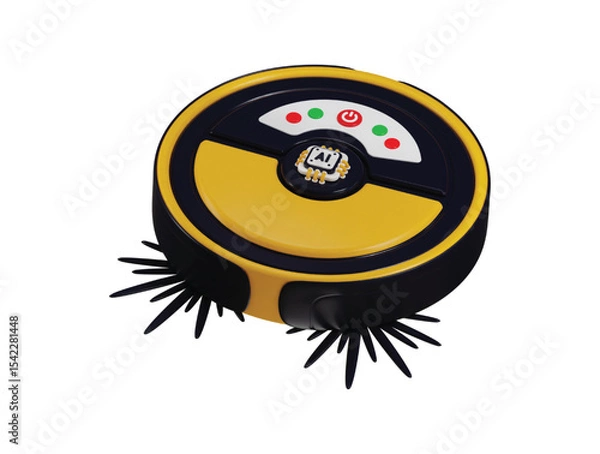 Fototapeta Vacuum cleaner AI Robot icon 3d render concept of artificial intelligence cleaning robot for digital home cleaning equipment icon vector illustration