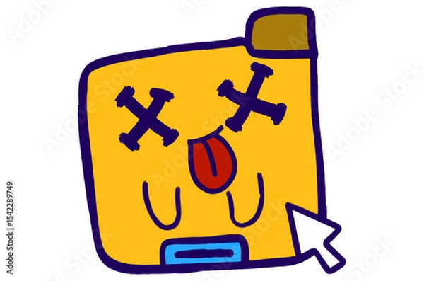 Fototapeta Cute Folder Icon Mascot Stickers With Dead expression