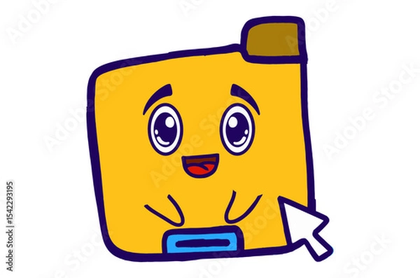 Fototapeta Cute Folder Icon Mascot Stickers With Happy Expression