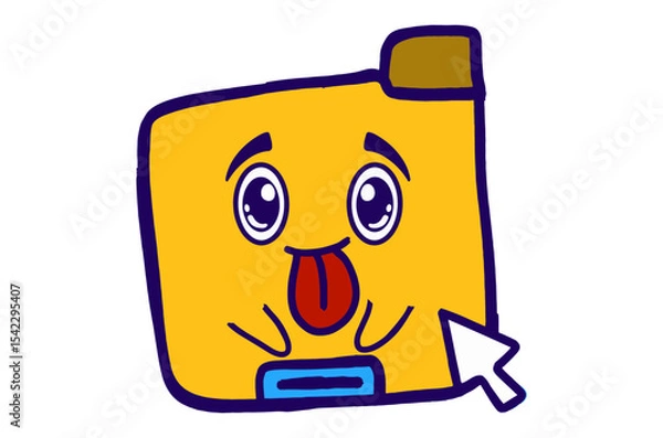 Fototapeta Cute Folder Icon Mascot Stickers With Tongue Sticking Out Mocking Expression