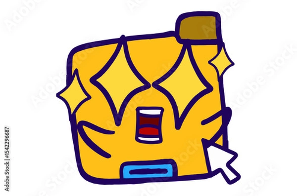 Fototapeta Cute Folder Icon Mascot Stickers With Amazed expression with starry eyes