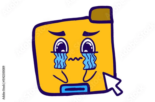 Fototapeta Cute Folder Icon Mascot Stickers With Crying Expression