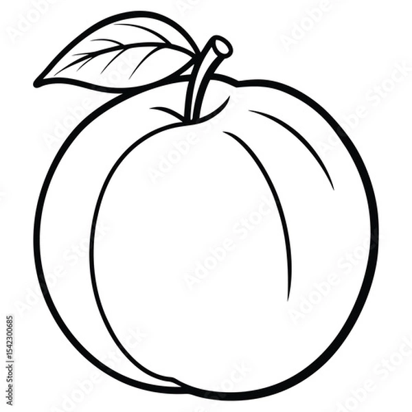 Obraz A simple line drawing of a peach isolated on white background