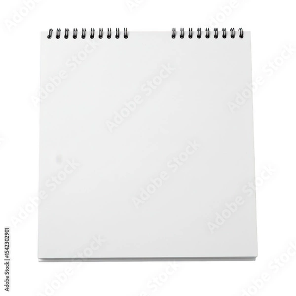 Fototapeta Blank notepad isolated on transparent background for mockup, notes, and sketching.