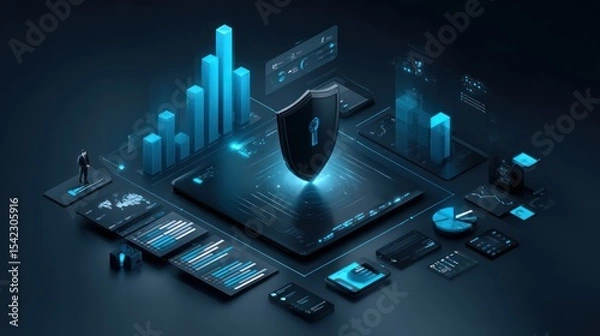 Fototapeta Futuristic data security dashboard