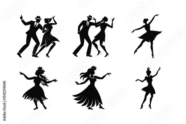 Fototapeta Dancing silhouette bundle design.
