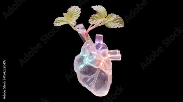 Obraz Heart Shape Plant Growing from Transparent Heart Model