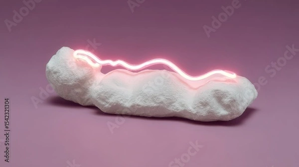 Obraz Abstract Shape with Neon Light on Soft Pink Background