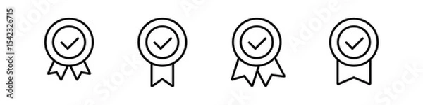 Fototapeta Badge icon. Award sign vector set. Achievement sign set. Checkmark prize reward badge. Winner best reward isolated icon set.