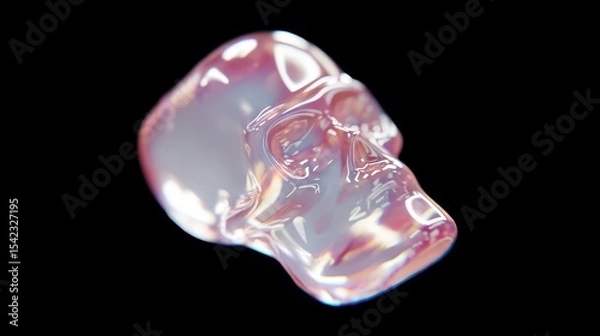 Obraz Glossy Transparent Skull Sculpture with Artistic Reflections
